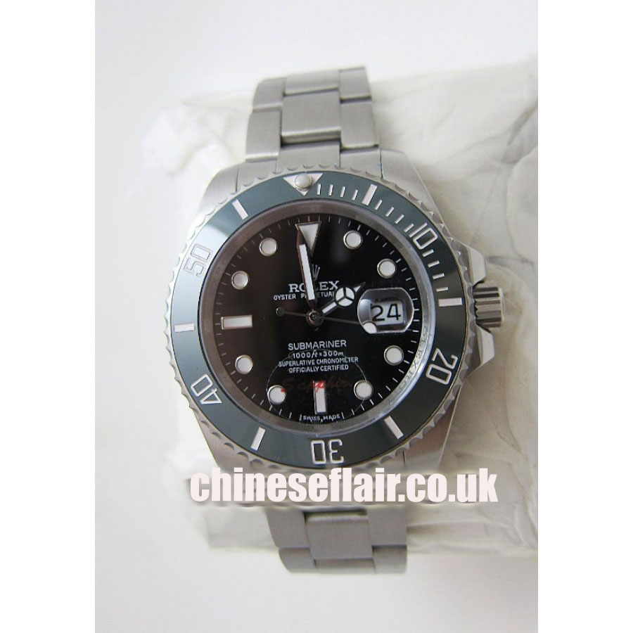 Ceramic Green Bezel Rolex Submariner SS Replica Watch 40mm